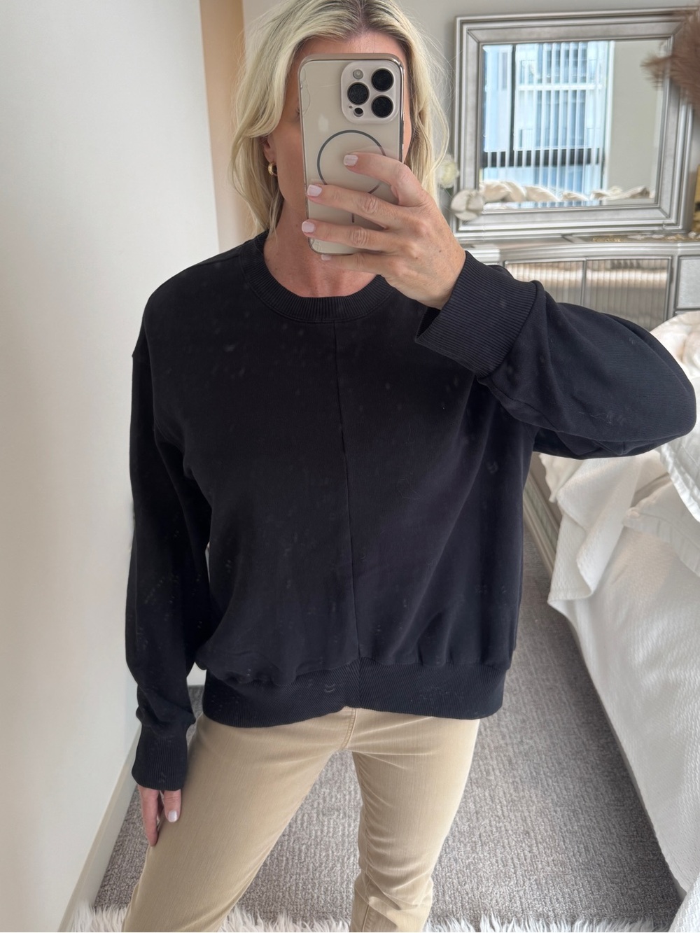 Zella Black Crewneck Sweatshirt Sweater - Classic Pullover Small